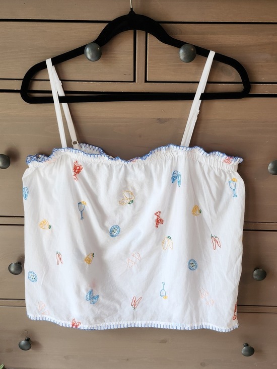 Cynthia Rowley Tops - Cynthia Rowley White Embroidered Sleep  Cami with Multicolor Motifs